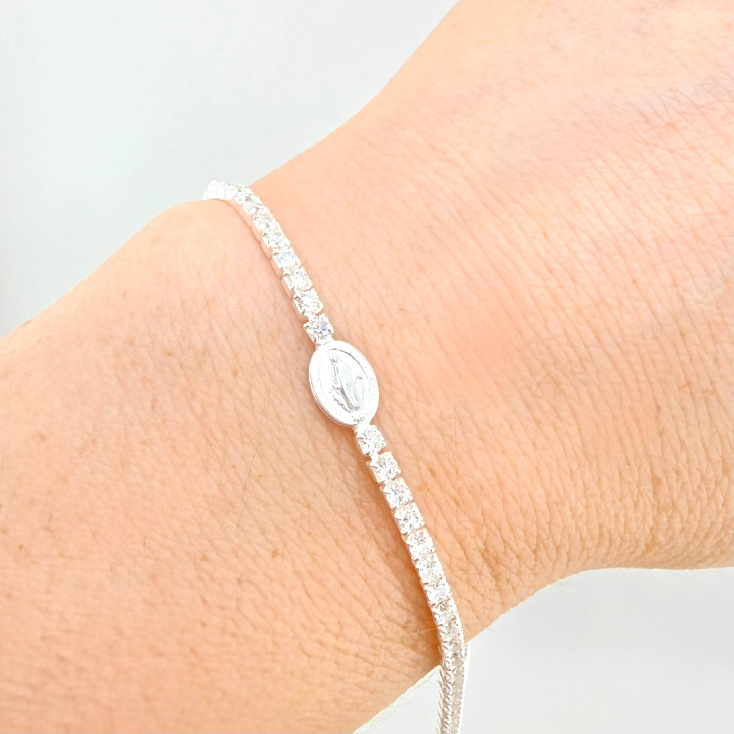 Pulso Tenis Virgen Milagrosa 3.8gr / 17cm-20cm / 2.3mm Plata 925