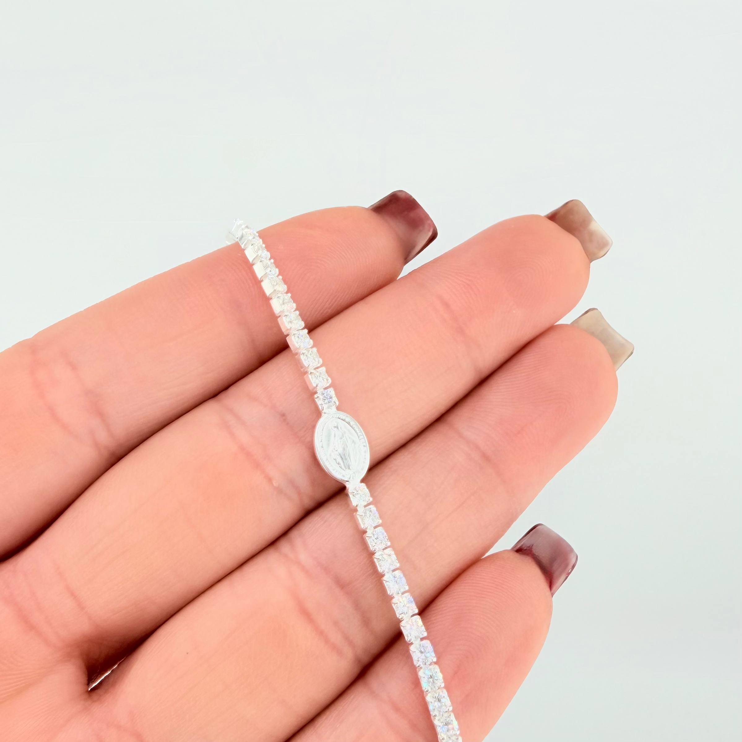 Pulso Tenis Virgen Milagrosa 3.8gr / 17cm-20cm / 2.3mm Plata 925