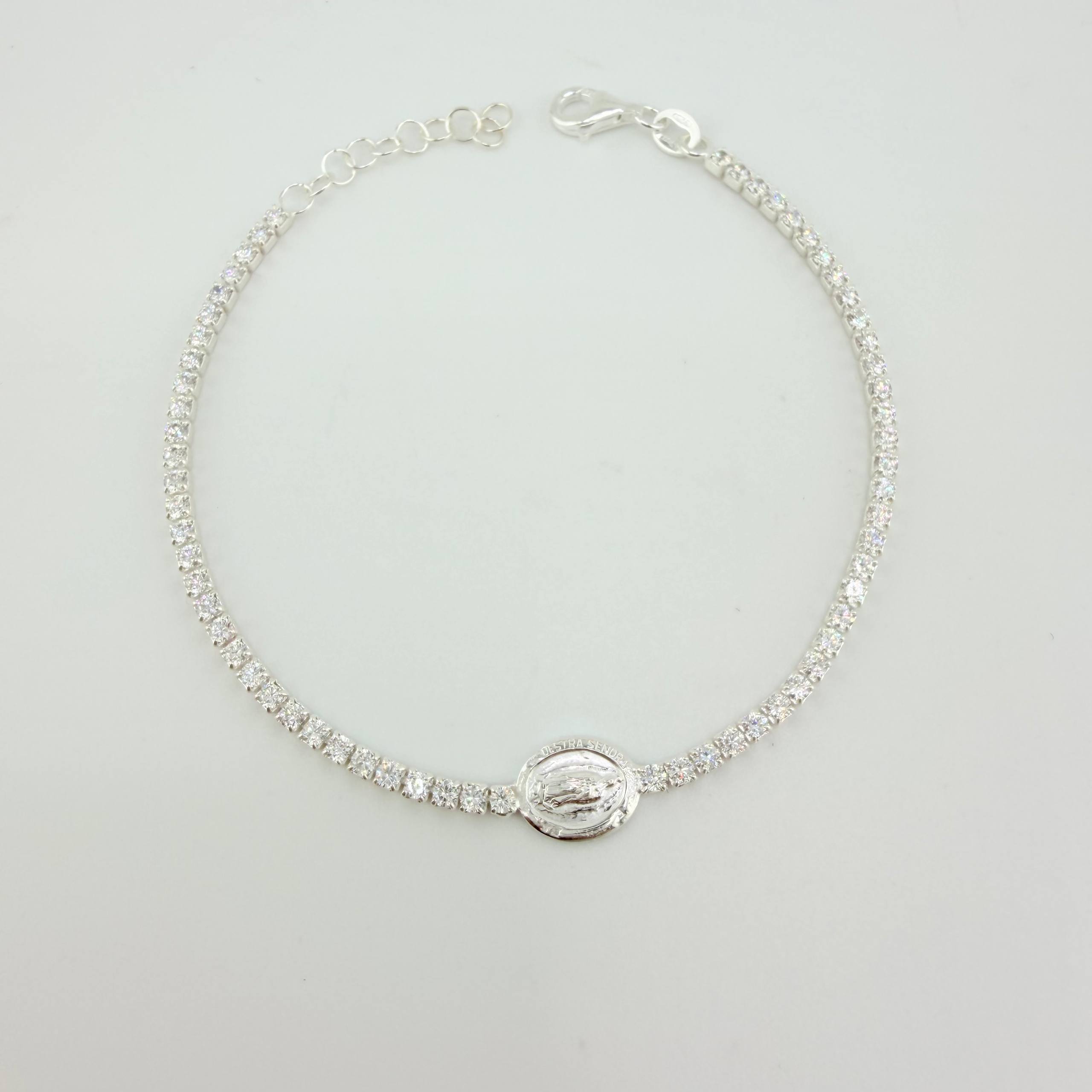 Pulso Tenis Virgen Guadalupe 4.05gr / 17.5cm-20.5cm / 2.3mm Plata 925
