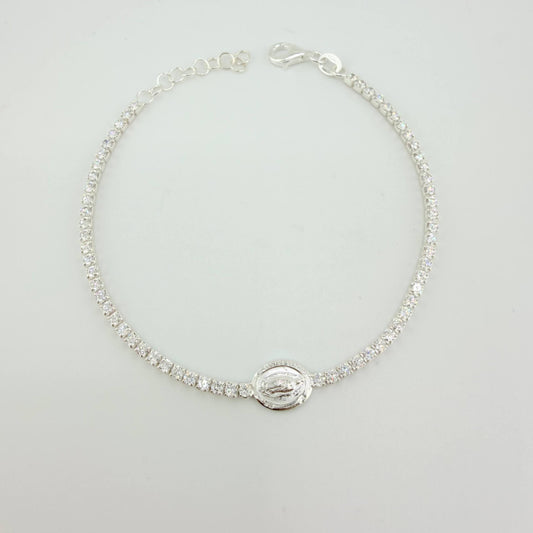 Pulso Tenis Virgen Guadalupe 4.05gr / 17.5cm-20.5cm / 2.3mm Plata 925