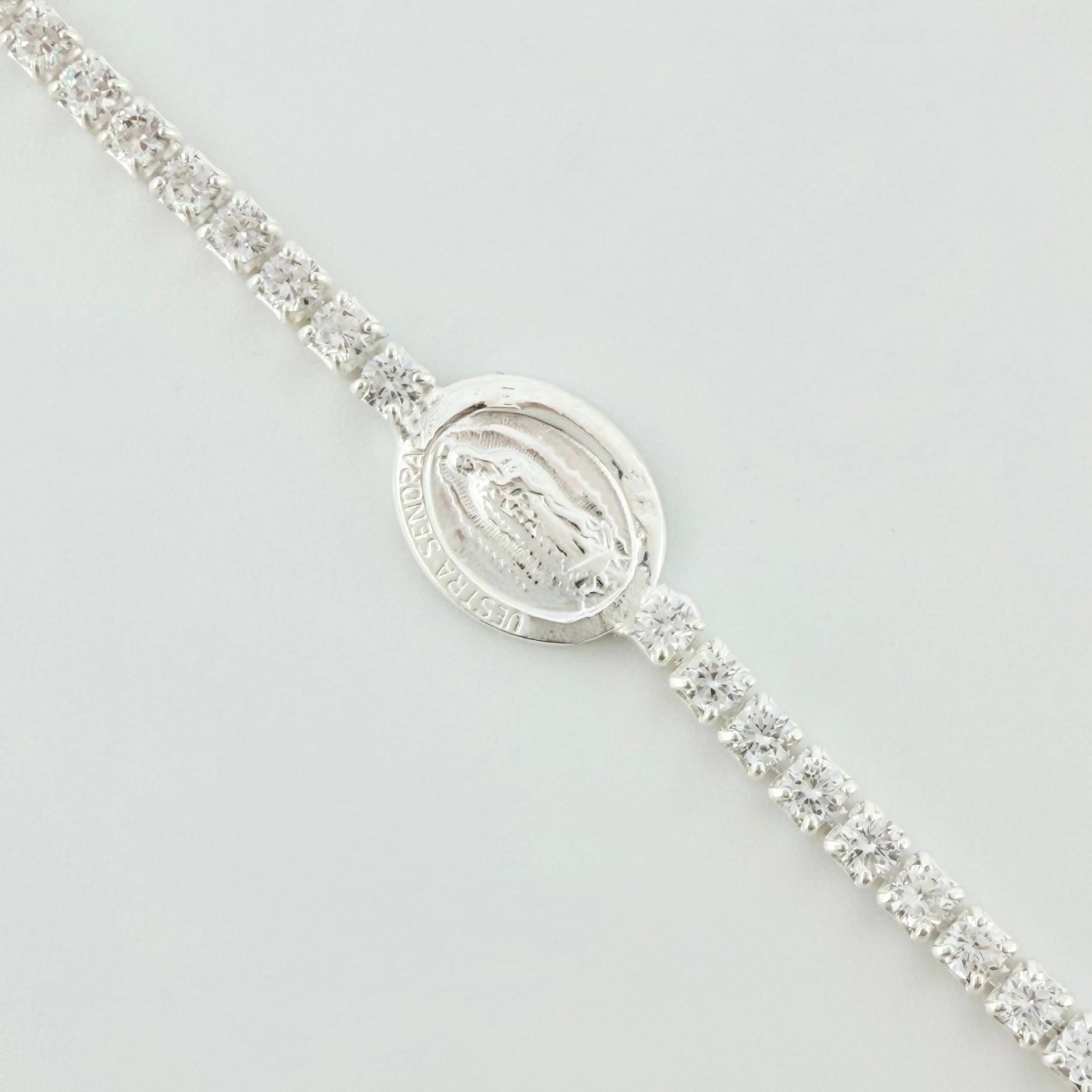 Pulso Tenis Virgen Guadalupe 4.05gr / 20.5cm-17.5cm / 2.3mm Plata 925 *