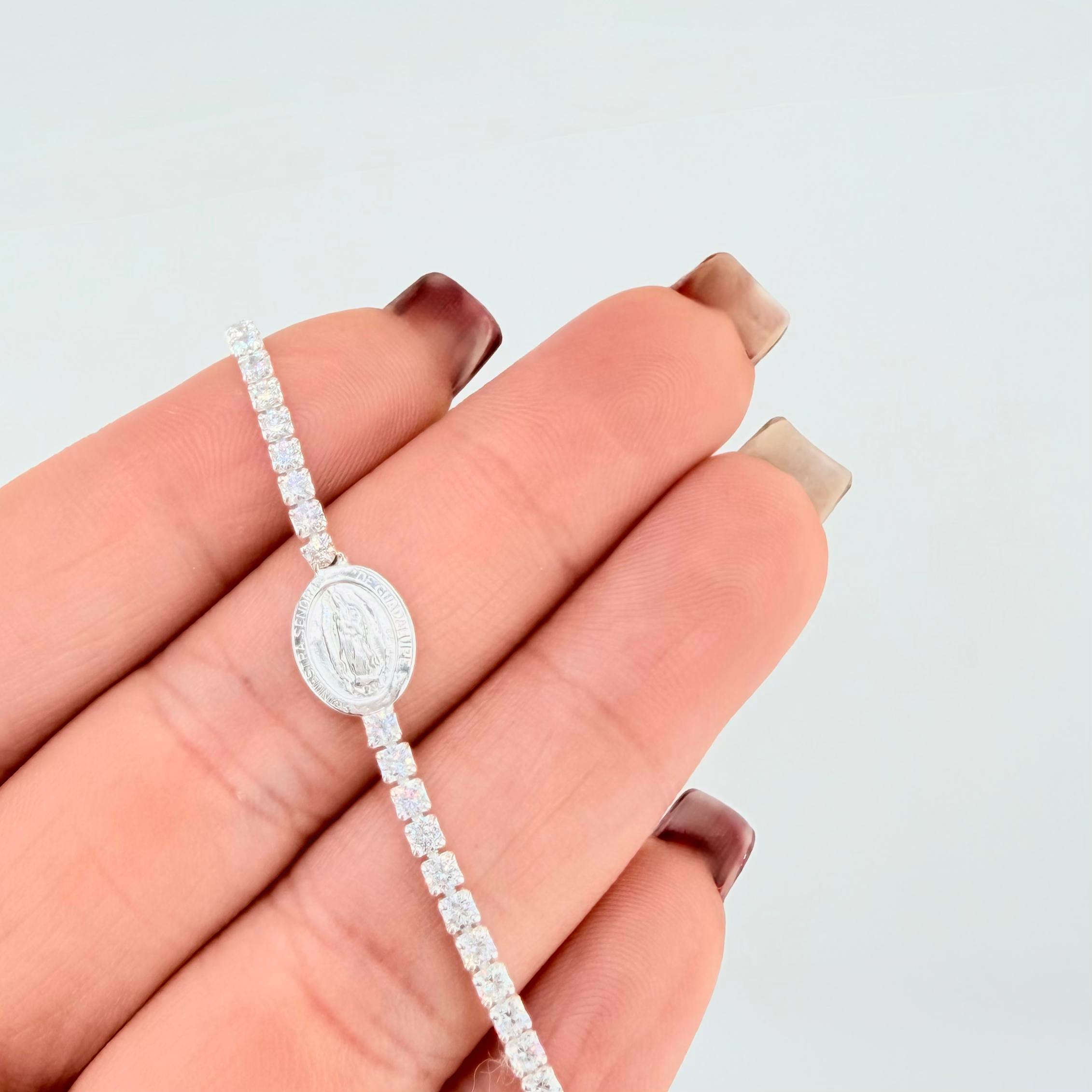 Pulso Tenis Virgen Guadalupe 4.05gr / 17.5cm-20.5cm / 2.3mm Plata 925