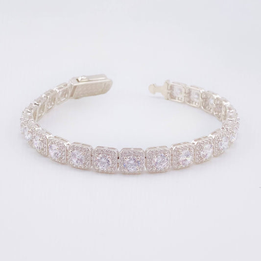 Pulso Tenis Cuadrado 17.8g / 18.6cm / 7mm Plata 925