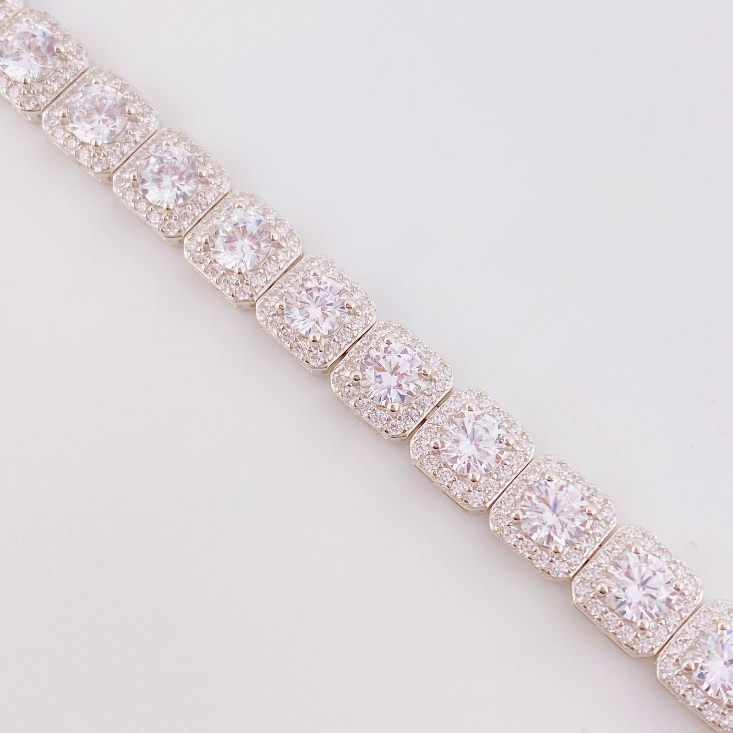 Pulso Tenis Cuadrado 17.85gr / 17.5cm / 7mm Plata 925 *