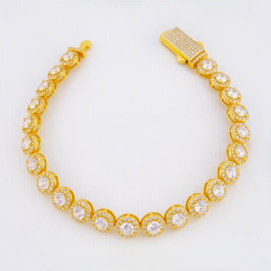 Pulso Tenis Circular Amarillo 15.25gr / 18.5cm / 7mm Plata 925