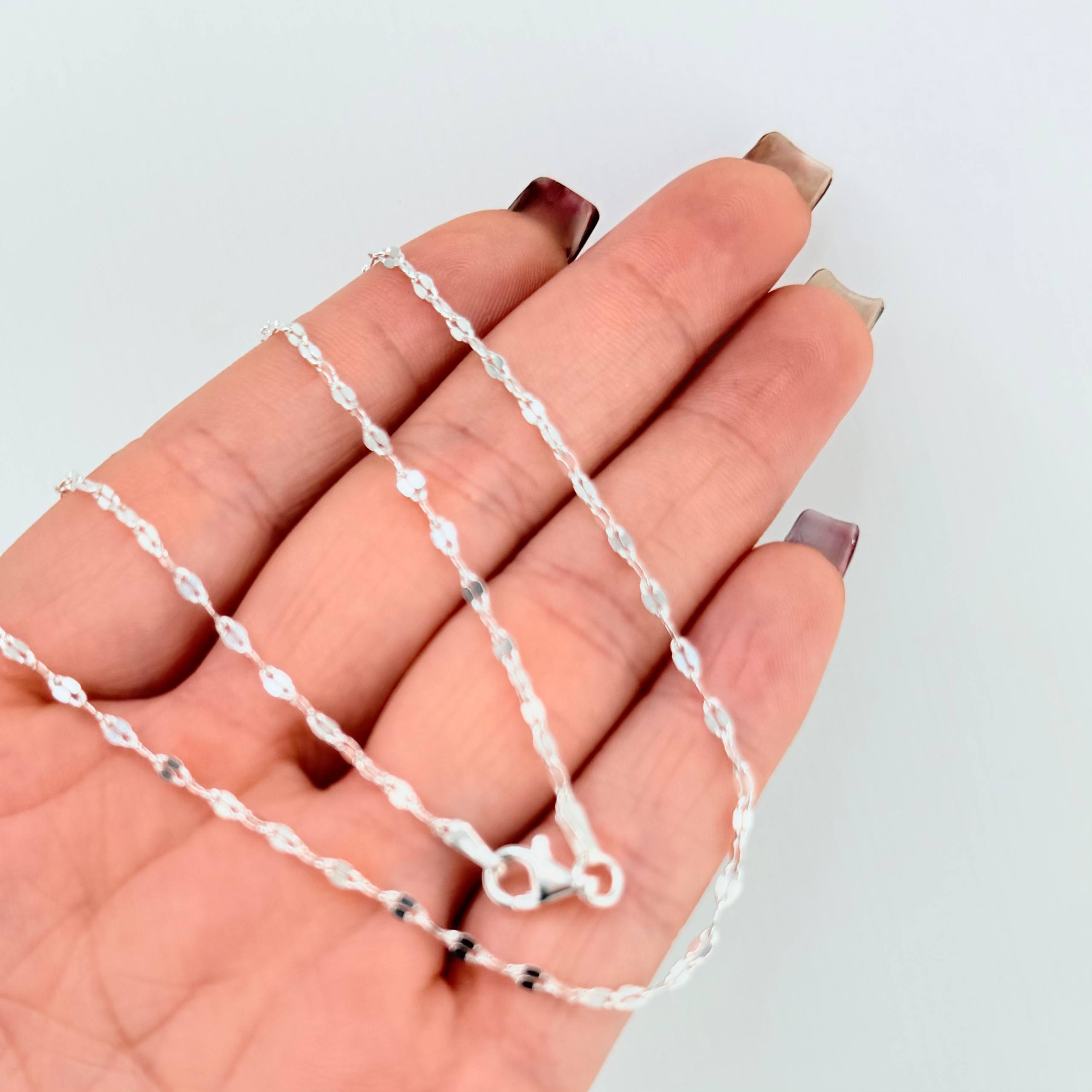 Cadena Flor Espejo 3.3gr / 70cm / 1.9mm Plata 925