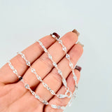 Cadena Flor Espejo 5.7gr / 60cm / 3.4mm Plata 925