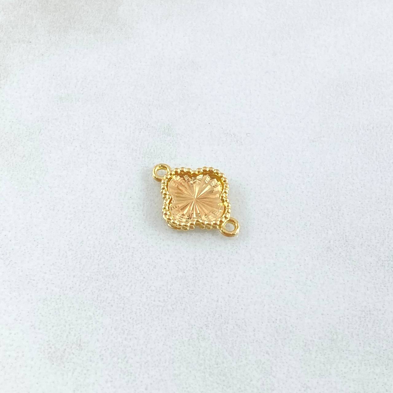 Herraje Trebol 0.7gr / 1.5cm-Bordeado Diamantado Oro Amarillo Nac.Esp. 18K ©