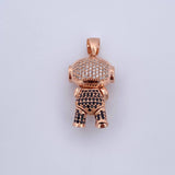 Dije Astronauta 8.75gr / 3.4cm / Circones Negros Blancos Oro Rosa 18K $