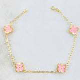 Pulso Trebol Rosado 3.2gr / 18.5cm / 9mm Oro Amarillo 18K ©
