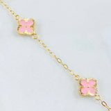 Pulso Trebol Rosado 3.2gr / 18.5cm / 9mm Oro Amarillo 18K ©