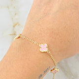 Pulso Trebol Rosado 3.2gr / 18.5cm / 9mm Oro Amarillo 18K ©