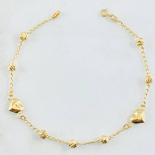 Pulso Espiga Militar Corazón 2.4gr / 19cm / 4mm Oro Amarillo 18K ©