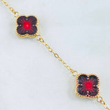 Pulso Trebol Rojo 4.8gr / 18.5cm-19.5cm / 11mm Oro Amarillo 18K ©