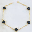 Pulso Trebol Negro 3.6gr / 20.5cm-21.5cm / 8mm Oro Amarillo 18K ©