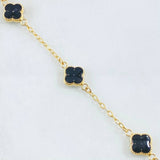 Pulso Trebol Negro 3.6gr / 20.5cm-21.5cm / 8mm Oro Amarillo 18K ©