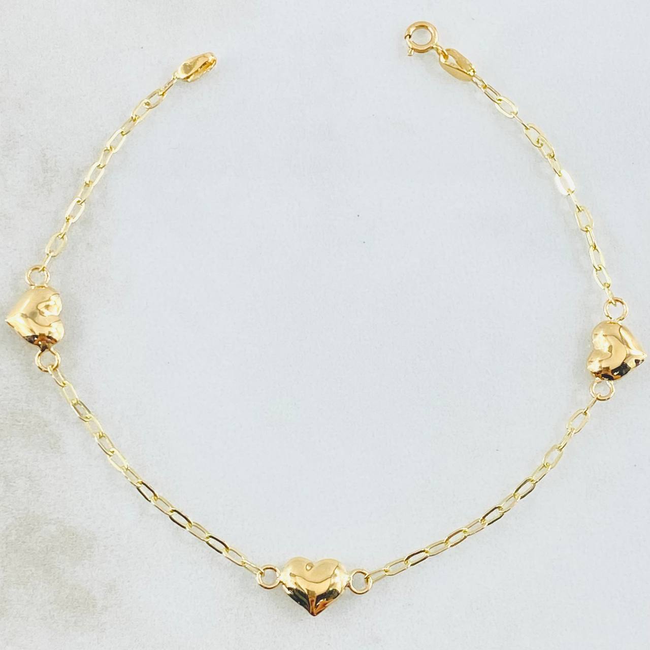 Pulso Aro Seguido Corazón 1.65gr / 18cm / 1.8mm Oro Amarillo 18K ©