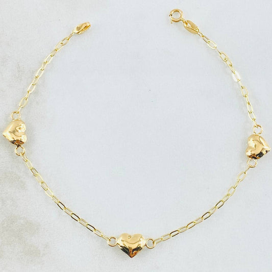 Pulso Aro Seguido Corazón 1.65gr / 18cm / 1.8mm Oro Amarillo 18K ©