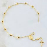 Pulso Denario Virgen Milagrosa Cruz 2.2gr / 19cm / 4mm Oro Amarillo 18K ©