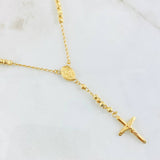 Rosario Virgen Milagrosa Cruz Cristo 5.7gr / 45cm / 3mm Oro Amarillo 18K