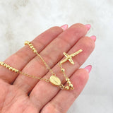 Rosario Virgen Milagrosa Cruz Cristo 5.7gr / 45cm / 3mm Oro Amarillo 18K