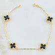 Pulso Trebol Negro 3.05gr / 18.5cm / 9mm Oro Amarillo 18K *