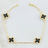 Pulso Trebol Negro 3.05gr / 18.5cm / 9mm Oro Amarillo 18K *