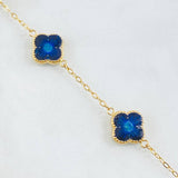 Pulso Trebol Azul 4.9gr / 18.5cm-19.5cm / 12mm Oro Amarillo 18K