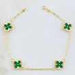 Pulso Trebol Verde 3gr / 18.5cm / 9mm Oro Amarillo 18K *