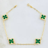 Pulso Trebol Verde 3.05gr / 18.5cm / 9mm Oro Amarillo 18K ©