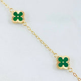 Pulso Trebol Verde 3.05gr / 18.5cm / 9mm Oro Amarillo 18K ©