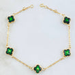 Pulso Trebol Verde 3.4gr / 20cm-21.5cm / 8mm Oro Amarillo 18K