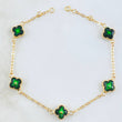 Pulso Trebol Verde 3.35gr / 20.5cm-21.5cm / 8mm Oro Amarillo 18K ©