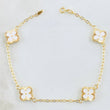 Pulso Trebol Blanco 3gr / 18.5cm / 9mm Oro Amarillo 18K