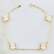Pulso Trebol Blanco 3gr / 19.5cm / 9mm Oro Amarillo 18K *