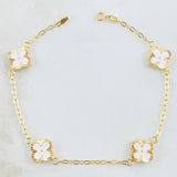 Pulso Trebol Blanco 3gr / 19.5cm / 9mm Oro Amarillo 18K *