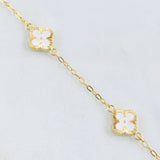 Pulso Trebol Blanco 3gr / 19.5cm / 9mm Oro Amarillo 18K *