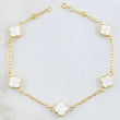 Pulso Trebol Blanco 3.4gr / 20.5cm-21.5cm / 8mm Oro Amarillo 18K *