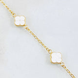 Pulso Trebol Blanco 3.4gr / 20.5cm-21.5cm / 8mm Oro Amarillo 18K *