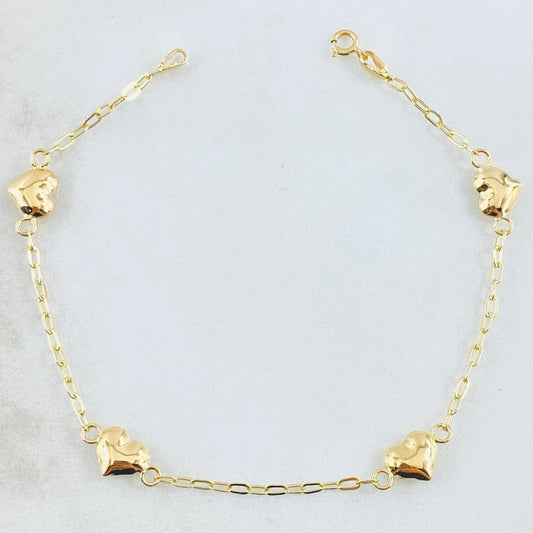 Pulso Aro Seguido Corazón 1.9gr / 19cm / 1.8mm Oro Amarillo 18K ©