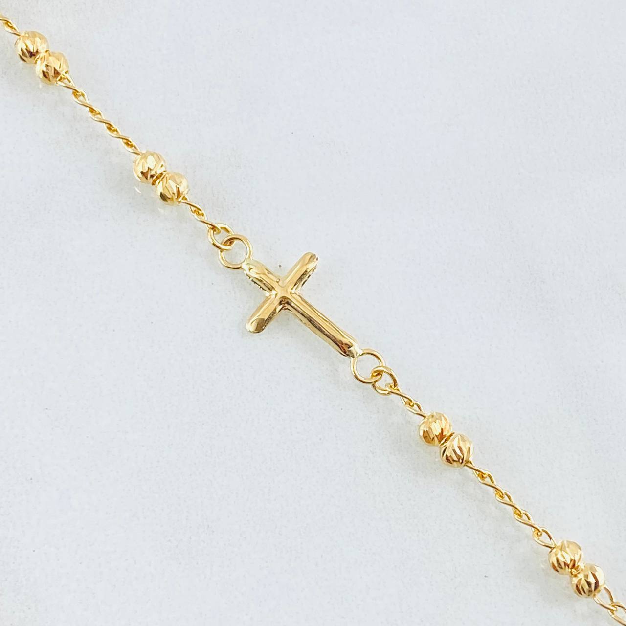 Pulso Espiga Militar Cruz 2.35gr / 18cm / 3mm Oro Amarillo 18K