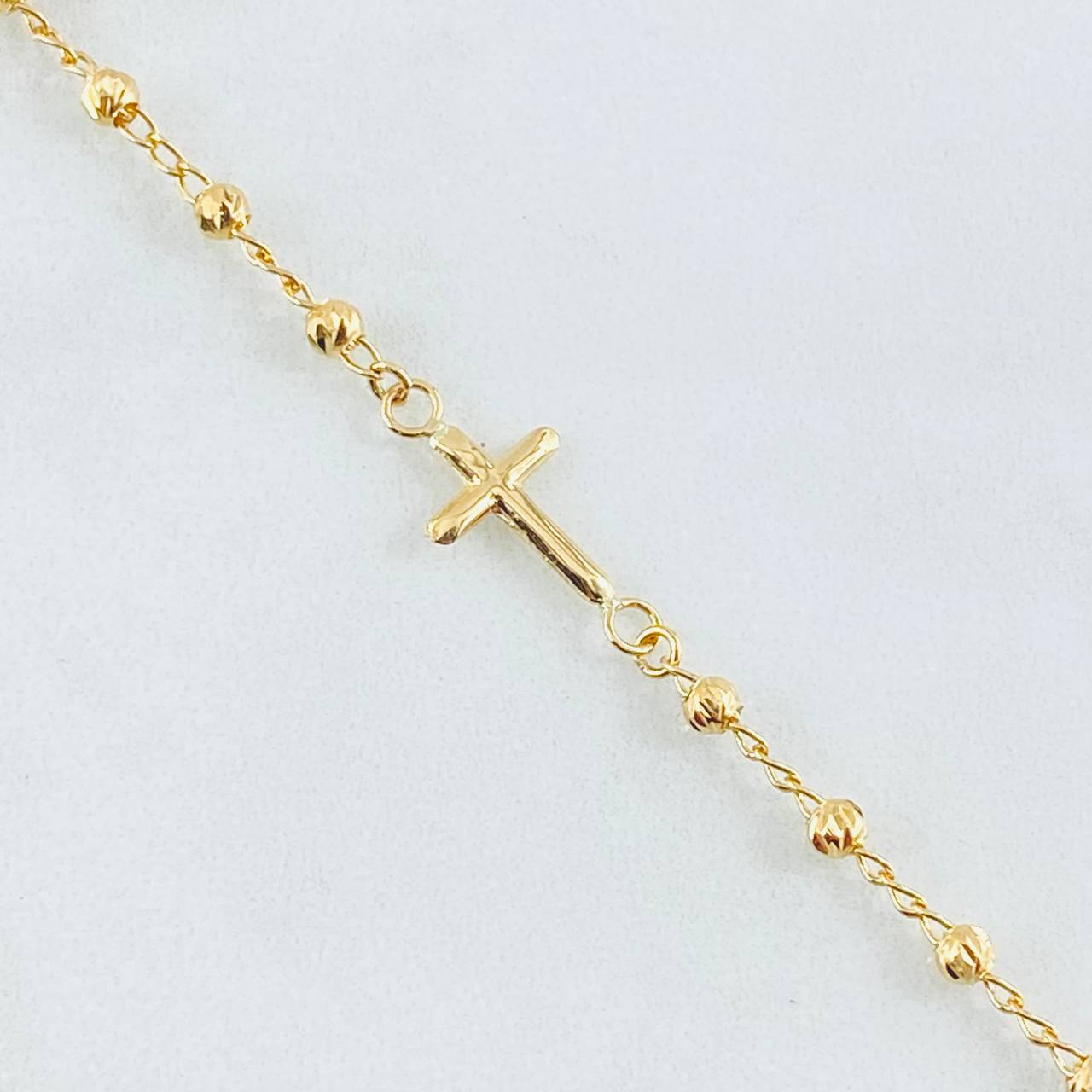 Pulso Espiga Militar Cruz 2.35gr / 18cm / 3mm Oro Amarillo 18K *