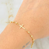 Pulso Espiga Militar Cruz 2.3gr / 18.5cm / 3mm Oro Amarillo 18K