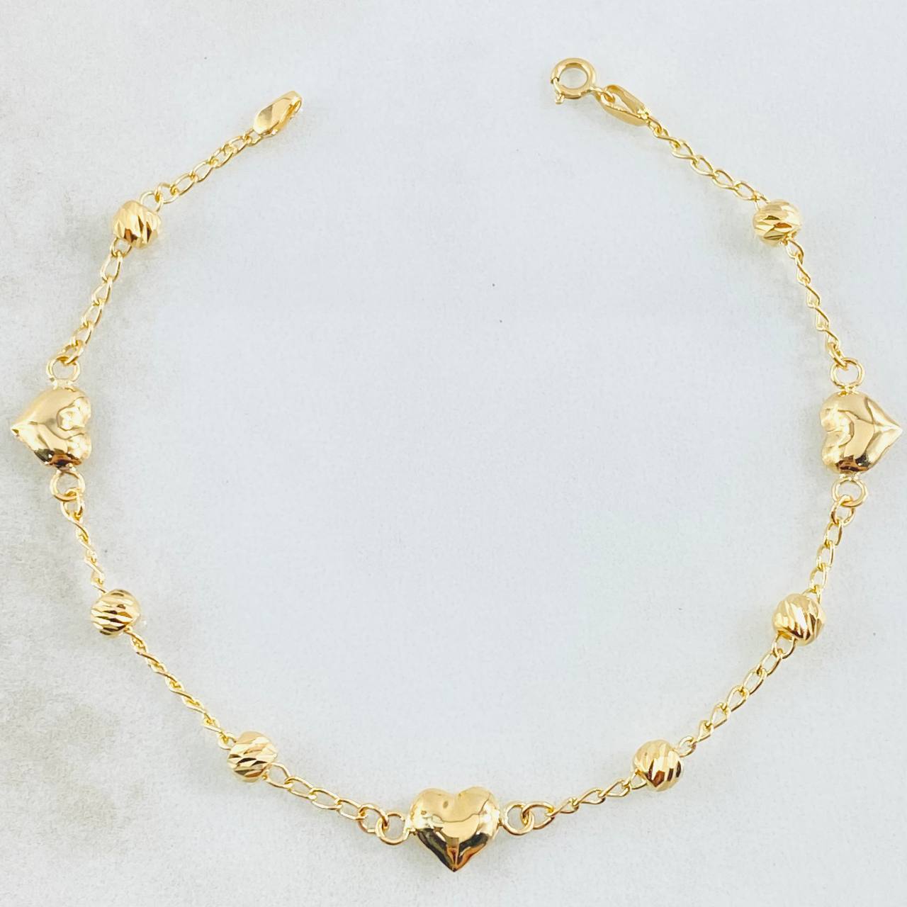 Pulso Espiga Militar Corazón 2.5gr / 18.5cm / 4mm Oro Amarillo 18K