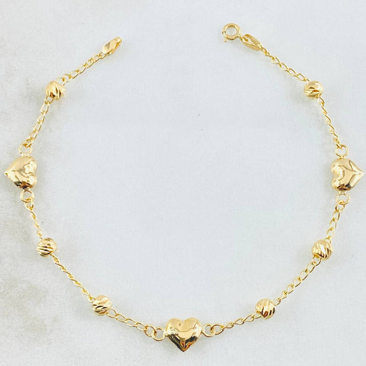 Pulso Espiga Militar Corazón 2.45gr / 18.5cm / 4mm Oro Amarillo 18K