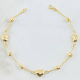 Pulso Espiga Militar Corazón 2.5gr / 18.5cm / 4mm Oro Amarillo 18K