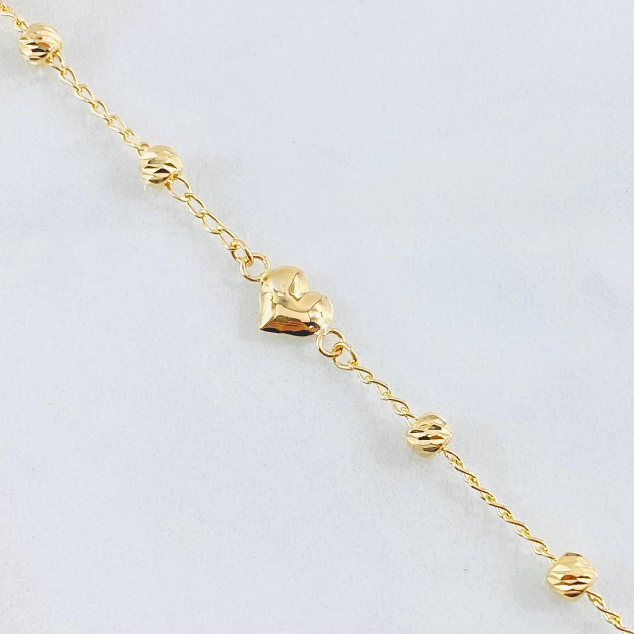 Pulso Espiga Militar Corazón 2.5gr / 18.5cm / 4mm Oro Amarillo 18K