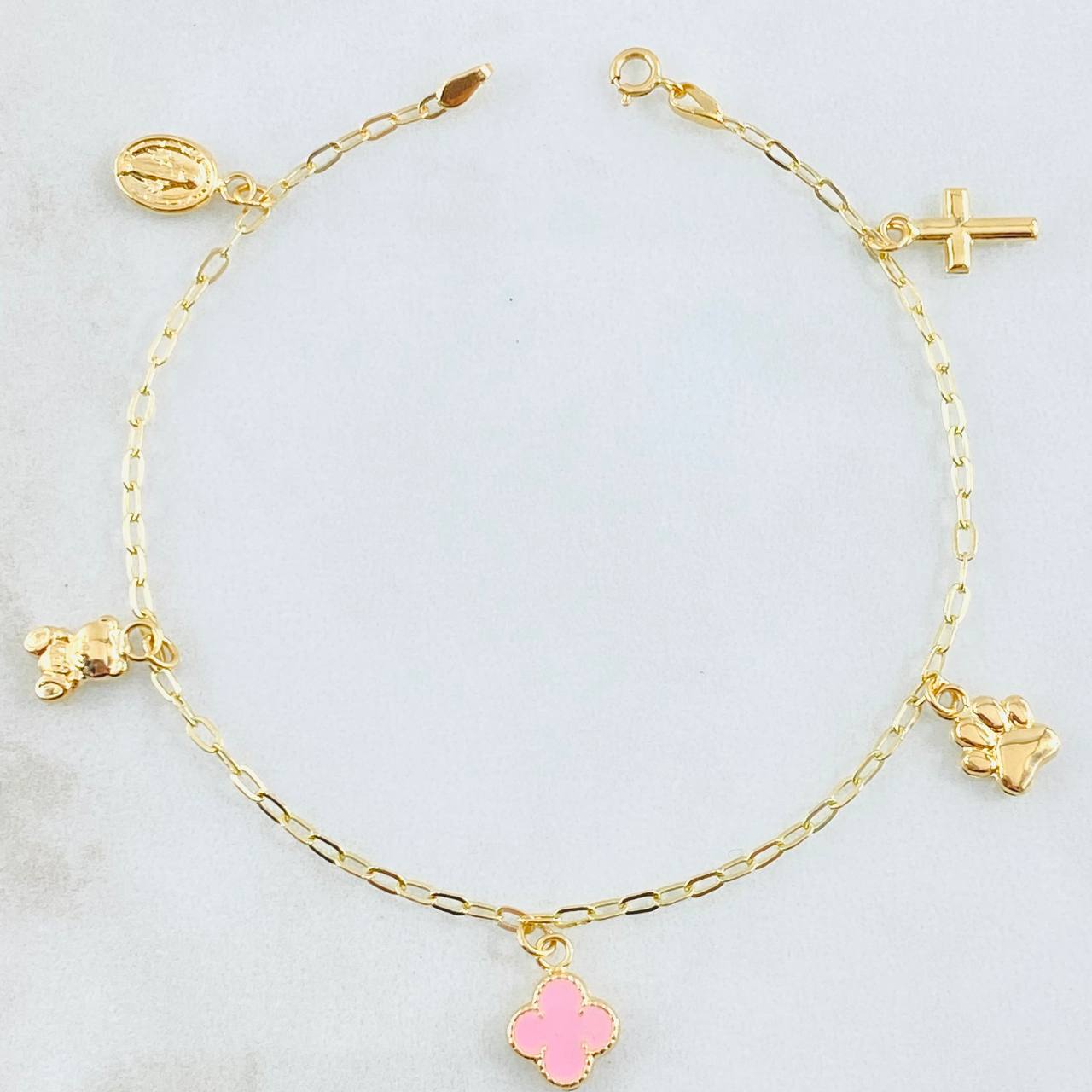 Pulso Aro Seguido Dijes 2.65gr / 18.5cm / 1.8mm Oro Amarillo 18K