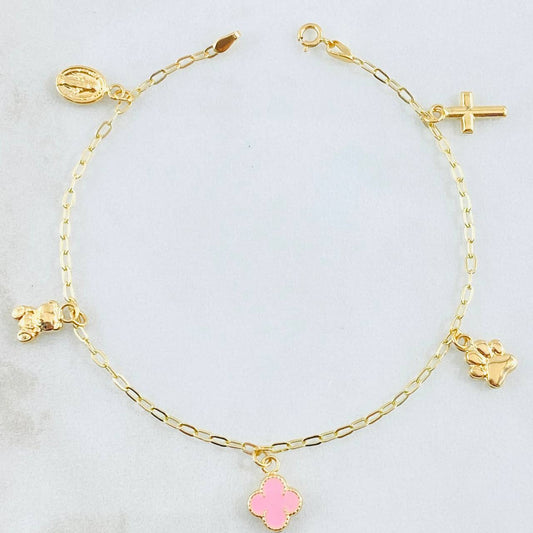 Pulso Aro Seguido Dijes 2.65gr / 18.5cm / 1.8mm Oro Amarillo 18K