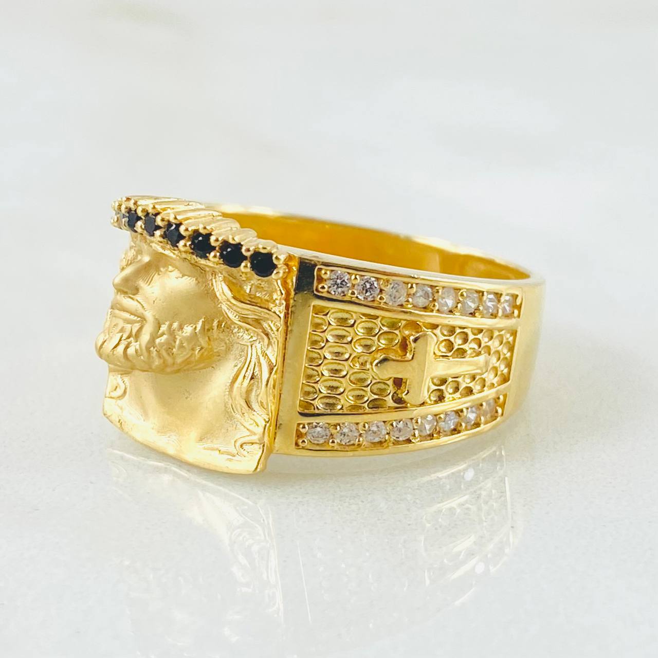 Anillo Rostro Jesus 8.4gr / T9 3/4 / Oro Amarillo 18K *